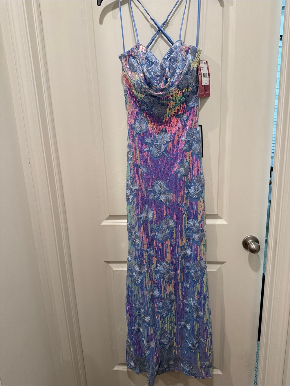 Macy's Lavender Floral Print Cowl Neck Maxi Dress